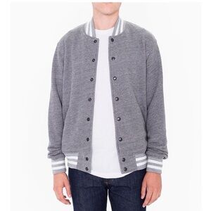 American Apparel Gray Cotton Varsity Bomber Jacket XS